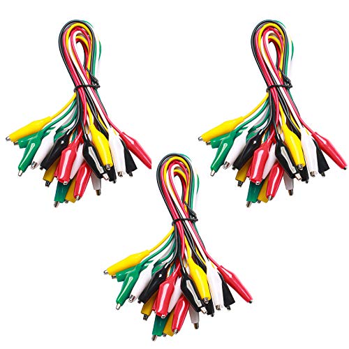 WGGE WG-026 10 Pieces and 5 Colors Test Lead Set & Alligator Clips,20.5 inches / 22 AWG Wire (3 Pack) - size: 3 PACK
