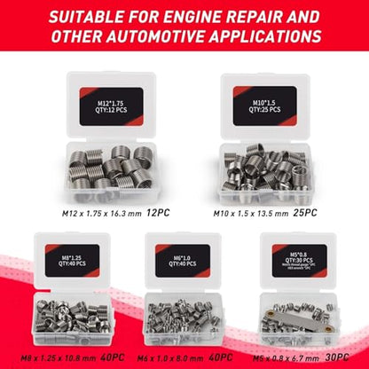 Thread Repair Kit, 338PC Helicoil Repair Kit with Metric & SAE HSS Drill Bit and Wire Thread Inserts, M5 M6 M8 M10 M12 1/4" 5/16" 3/8" 7/16" 1/2" - size: 338PC Metric & SAE