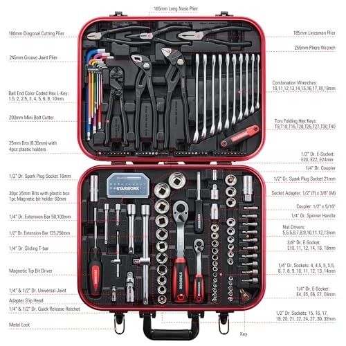 STARWORK TRUE MECHANIC™ 169-Piece Mechanics Tool Set, Professional, Metric - size: 169PC