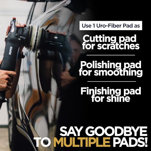 URO-Fiber Microfiber Car Buffer Polisher Pads for Buff and Shine, 6 Inch Polisher Dual Action Buffing Tool for Cutting, Polishing Pad & Finishing, Durable Foam Car Polish Detailing Supplies (692mfp)