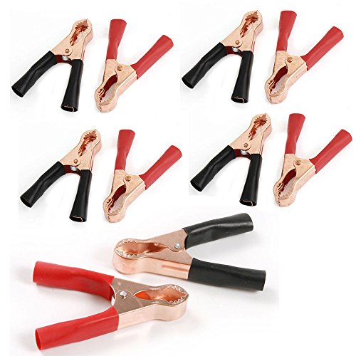 Insulated Alligator Clips Durable Heavy Duty Black & Red Boot Metal Spring Loaded Truck Car Battery Electric Test Clips Lead Probe Alligator Clamps (50A 10-PACK) - color: 50a 10-pack