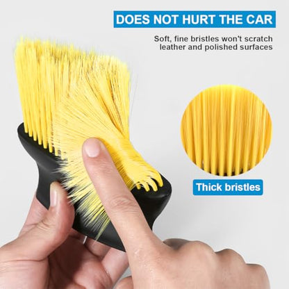 Car Interior Dust Brush Set, Soft Vehicle Bristles Detailing Brush Dusting Tool, Auto Cleaning Brushes Duster Accessories for Dashboard Air Conditioner Vents, Universal for Most Cars