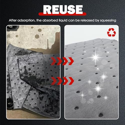 10PCS 13"x10.1" Oil Absorbent Pads for Car,Essential Car Oil Spill Mat Serve to Adsorb Oils & Fluids,Reusable Cars Oils Pads for Garage & Under Vehicles Automotive Accessories