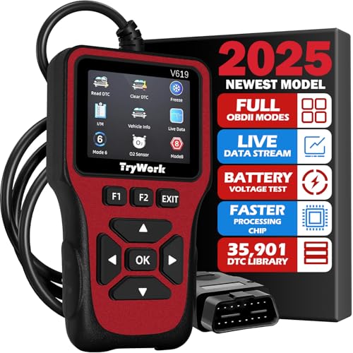 OBD2 Scanner Diagnostic Tool, Check Engine Code Reader with 35901 DTC Lookup, Mode 6 & 8, I/M Readiness for All OBDII Cars Since 1996 (Red) - color: Red