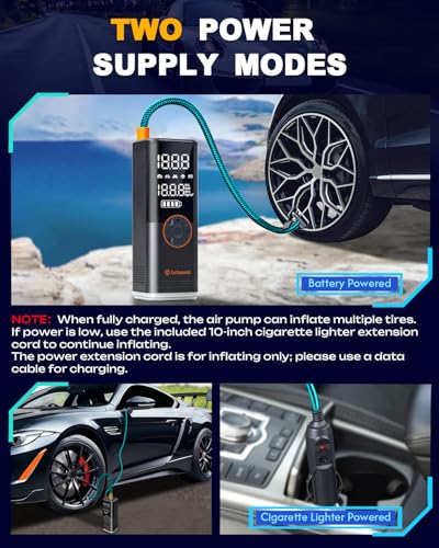 Sehawei Tire Inflator Portable Air Compressor,4X Faster 150PSI & 20000mAh Air Pump for Car Tires,Electric Air Pump with Digital Dual LCD Display for Cars,Motorcycles,Bikes,Balls