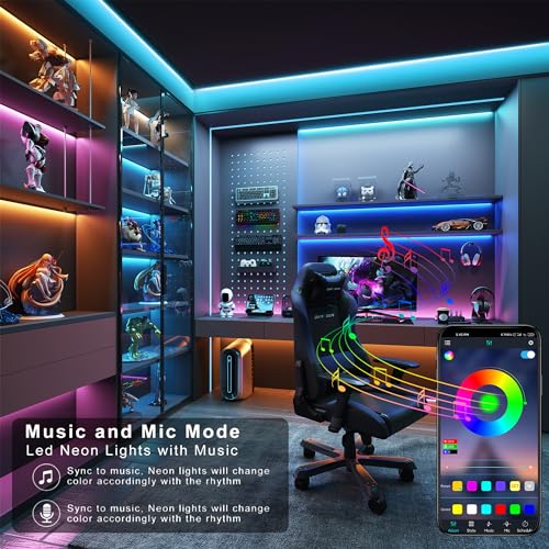 Ledagic Led Lights for Bedroom 48ft Color Changing RGB Led Strip Lights, DIY Music Sync Led Light Strip with Remote and App Control, Dimmable Led Lights for Room Party Home Cool Things (1 * 48ft)