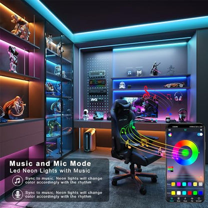 Ledagic Led Lights for Bedroom 48ft Color Changing RGB Led Strip Lights, DIY Music Sync Led Light Strip with Remote and App Control, Dimmable Led Lights for Room Party Home Cool Things (1 * 48ft)