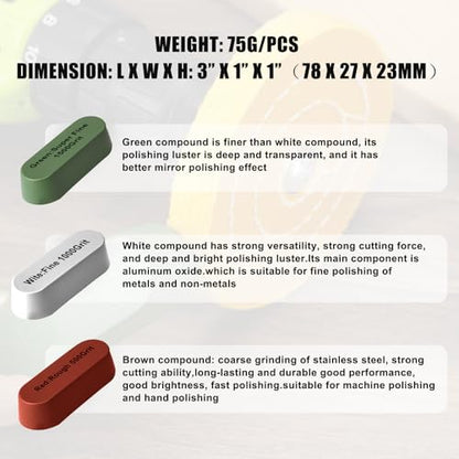 Drill Buffing Wheel Kits 9pcs, Polishing Wheel with Green Compound, High Density Polisher Buffing Wheels for Metal, Jewelry, Car, Aluminum, DIY Buffing & Finishing - size: 9PCS