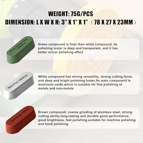 Drill Buffing Wheel Kits 9pcs, Polishing Wheel with Green Compound, High Density Polisher Buffing Wheels for Metal, Jewelry, Car, Aluminum, DIY Buffing & Finishing - size: 9PCS