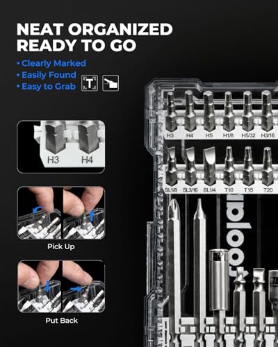 toolant Complete Screwdriver Bit Set, 46-Piece S2 Steel Driver Bits Set with Storage Case – Hex, Torx, Phillips, Slotted, Square,Nut Driver– for Home DIY, Appliance Repair，Beginner-Friendly - size: 46-Piece