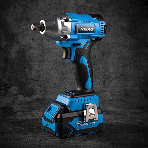 NEIKO 10883A Brushless Cordless Impact Wrench 1/2 Inch-Drive, 20-Volt Compact Impact, Cordless Power 1/2" Impact Gun for Car Tires w/Li-Ion Battery & Fast Charger, High Torque Electric Automotive Gun - style: 1/2" Brushless Impact Wrench
