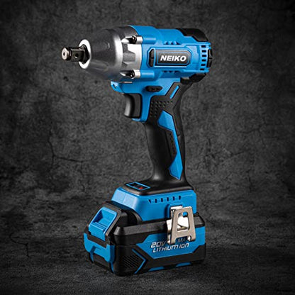 NEIKO 10883A Brushless Cordless Impact Wrench 1/2 Inch-Drive, 20-Volt Compact Impact, Cordless Power 1/2" Impact Gun for Car Tires w/Li-Ion Battery & Fast Charger, High Torque Electric Automotive Gun - style: 1/2" Brushless Impact Wrench