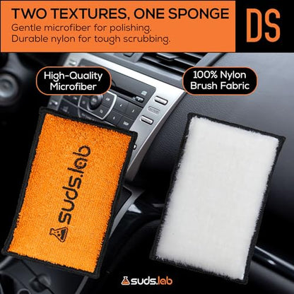 Suds Lab DS Microfiber Detailing Scrub Pad 2 Pack - Car Interior Cleaning & Detailing Microfiber Scrub Pads - Safe On Leather, Vinyl, Plastic, Etc. - size: Set of 2