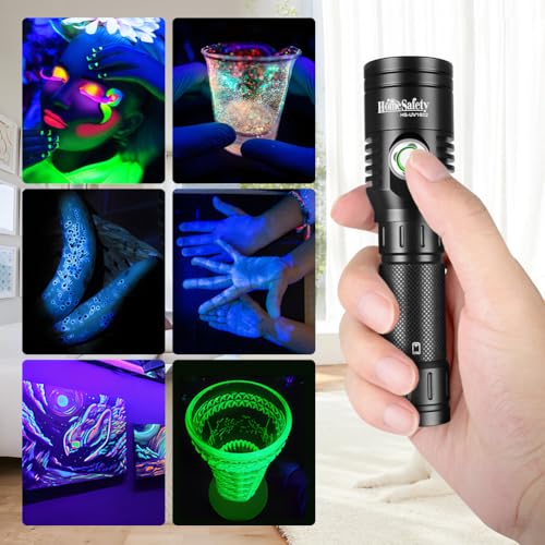 Home Safety 1602 395nm UV Flashlight Blacklight Portable Black Light for for Pet Urine Finding & Mineral, Antique Detection, Scorpion Search, etc (1602_UV395nm)