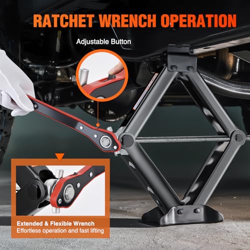 Nilight Scissor Jack Kit for Car 1.5 Ton(3307 lbs), Heavy Duty Portable Steel Scissor Lift Jack Car Tire Changing Kit with Ratchet & Lug Wrench for Sedan SUV MPV, 3.9''-13.6'' Lifting Range, Black - size: 1.5T with Ratchet & Lug Wrench Kit, Black