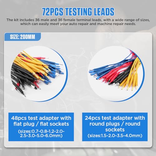 Multimeter Test Leads Kit 104PCS Multimeter Leads Kit Multi Function Electrical Back Probe Kit Efficient Automotive Circuit Test Leads Kit Relay Wire Terminal Test Diagnostic Tool with Alligator Clips - size: 104PCS