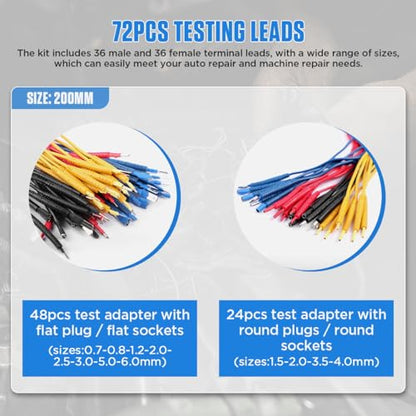 Multimeter Test Leads Kit 104PCS Multimeter Leads Kit Multi Function Electrical Back Probe Kit Efficient Automotive Circuit Test Leads Kit Relay Wire Terminal Test Diagnostic Tool with Alligator Clips - size: 104PCS