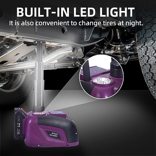 Electric Car Jack Hydraulic Cordless Remote Control 5 Ton 12V Small Portable Cordless Floor Jack Lift for SUV Sedan Vehicle MPV Car Change Tire Emergency Repair Tyre Purple