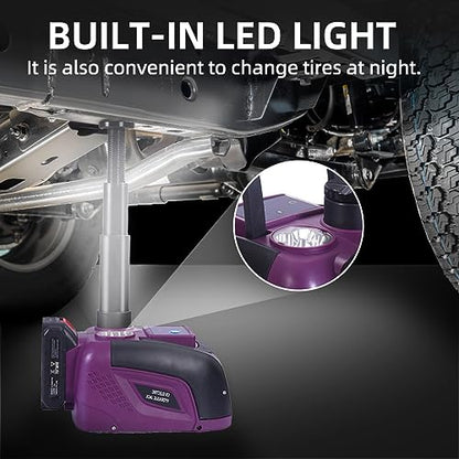 Electric Car Jack Hydraulic Cordless Remote Control 5 Ton 12V Small Portable Cordless Floor Jack Lift for SUV Sedan Vehicle MPV Car Change Tire Emergency Repair Tyre Purple