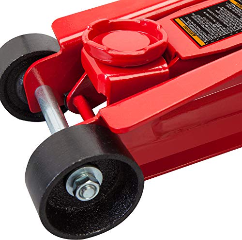 Big RED T825051 Torin Hydraulic Low Profile Trolley Service/Floor Jack with Single Piston Quick Lift Pump, 2.5 Ton (5,000 lb) Capacity, Red - size: 2.5 ton