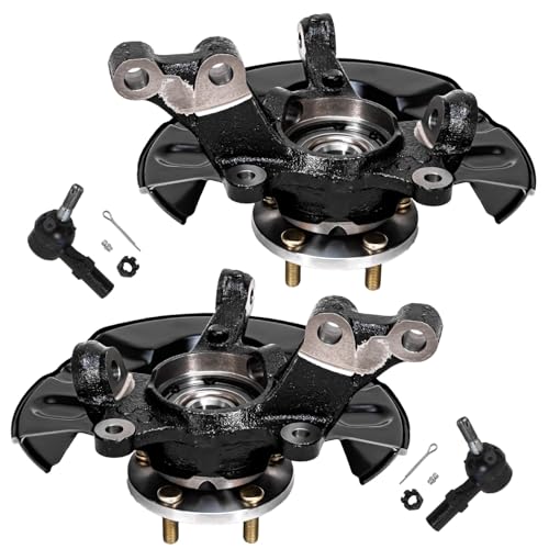 Detroit Axle - Front 4pc Steering Knuckles Kit for 03-08 Toyota Matrix, 2 Steering Knuckles & Wheel Bearing Hubs 2 Outer Tie Rods 2003 2004 2005 2006 2007 2008 [4-Wheel ABS] Replacement - size: 4SU50495/Kit