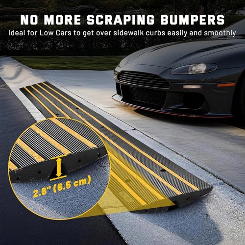 Yescom Driveway Curb Ramp Low Profile Car Ramp 2.6" Rise Garage Sidewalk | 2 Pack