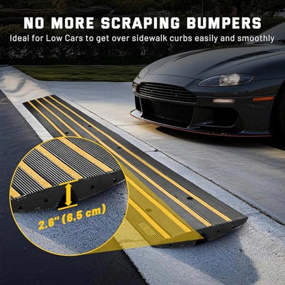 Yescom Driveway Curb Ramp Low Profile Car Ramp 2.6" Rise Garage Sidewalk | 2 Pack