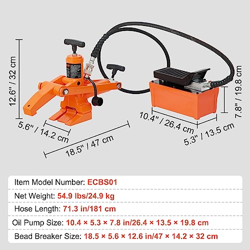 VEVOR Hydraulic Bead Breaker, 10000 PSI Tire Bead Breaker with Metal Foot Pump, Heavy-Duty Steel Bead Breaker Tool for Tractors, Trucks, Buses, Lawn Mowers, ATVs | Heavy-Duty Steel Bead Breaker Tool, 6 Pounds Load Capacity for Tractors, Trucks, Buses, Law