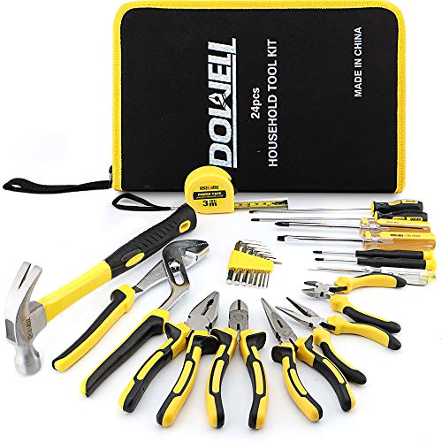 DOWELL 24 pcs Homeowner Tool Set, Home Repair Hand Tool Kit | with Portable Zipper Tool Bag - size: 24PCS