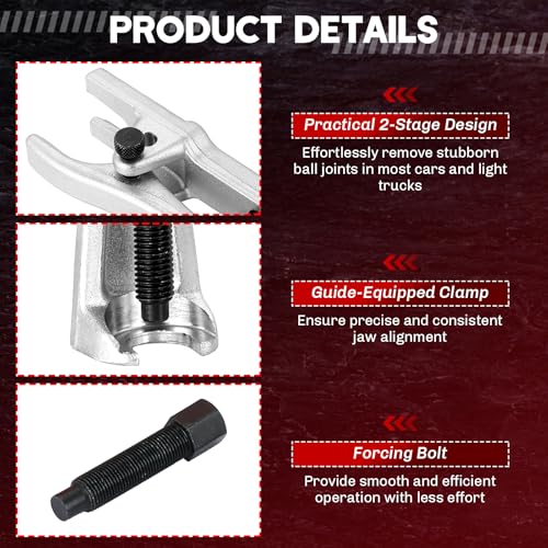 5-in-1 Ball Joint Separator | Pitman Arm Puller Tie Rod End Tool Set for Front End Service, Splitter Removal Kit Ball Joint Removal Tool - color: Red