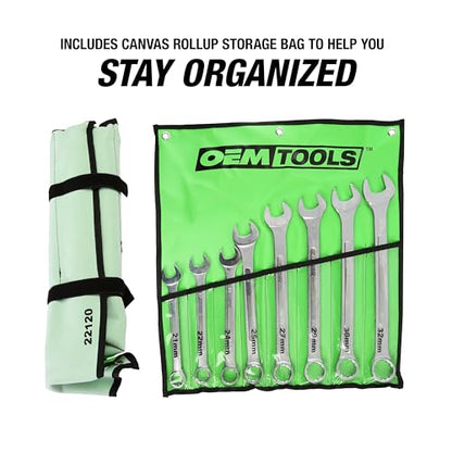 OEMTOOLS Jumbo Combination Wrench Set, 8-Piece Metric, 21-32mm, Heavy-Duty Automotive, Roll-Up Storage Bag - style: 8 piece metric (21-32 millimeter)