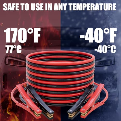 Jumper Cables for Car Battery, 6 Gauge 16 Feet 600AMP, Automotive BoosterCables for Jump Starting Dead or Weak Batteries with Carrying Bag Included - size: 6 Gauge 16FT