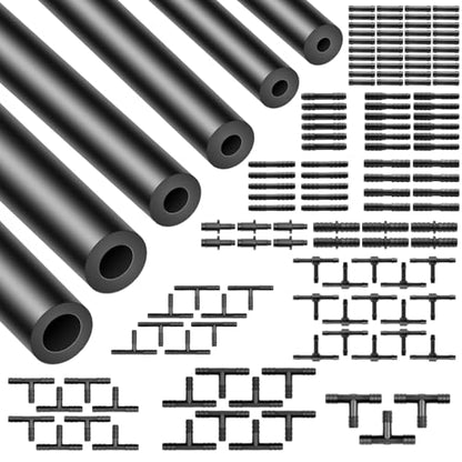 Shineyoo Silicone Vacuum Tubing Hose 6.6 FT 6PCS With Vacuum Connector 12 Sizes 128PCS, 1/8" 5/32" 3/16" 1/4" 5/16" 3/8" ID High Performance 130PSI, Engine Automotive Vacuum Silicone Hose Line Kits - size: 1/8"+5/32"+3/16"+1/4"+5/16"+3/8"+Connector