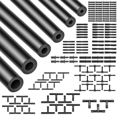 Shineyoo Silicone Vacuum Tubing Hose 6.6 FT 6PCS With Vacuum Connector 12 Sizes 128PCS, 1/8" 5/32" 3/16" 1/4" 5/16" 3/8" ID High Performance 130PSI, Engine Automotive Vacuum Silicone Hose Line Kits - size: 1/8"+5/32"+3/16"+1/4"+5/16"+3/8"+Connector