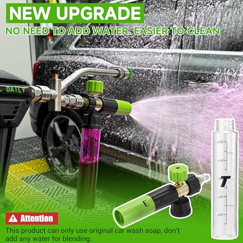 Tool Daily Short Pressure Washer Gun with Mini Foam Cannon Dual Connector | 5 Power Washer Nozzle Tips for Car Wash, 1/4 Inch Quick Connect, 3600 PSI - size: 100 ml