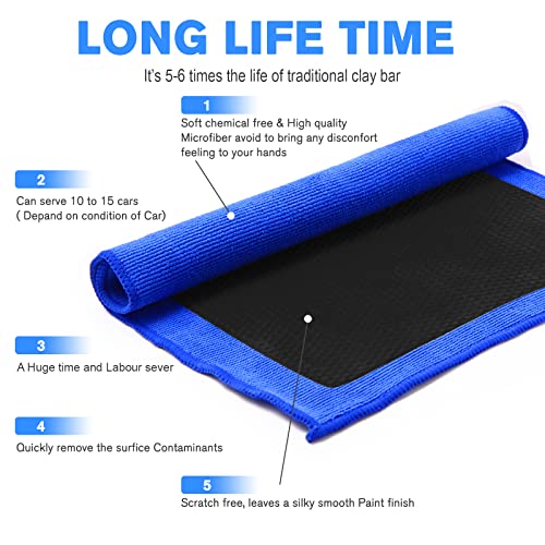 Ragnify Clay Towel Auto Detailing Scratch Free and Paint Safe fine Grade Clay Bar Cloth for Car Detailing, Polishing and Removing Paint Contaminants (Blue Mesh) - color: Blue Mesh
