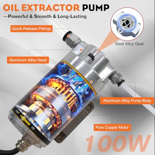 12/24V 100W Electric Oil Change Extractor Pump, Fluid Transfer Pump for Boats, Cars, RVs, Trucks, Lawnmowers - color: Orange-A
