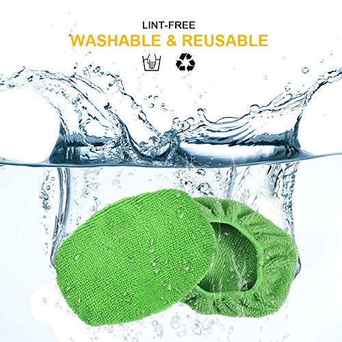 Microfiber Cleaning Cloth for Windshield Cleaning Tool, Windshield Cleanner Wand Replaceable Glass Cleaning Bonnets, Interior Auto Window Cleaner Washing Pads, Fit 5”, Green, 5 Pack - color: Microfiber(green)