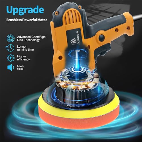 Car Buffer Polisher, 1000-4500RPM Variable Speed, with Polishing Discs Set for Auto Detailing and Waxing