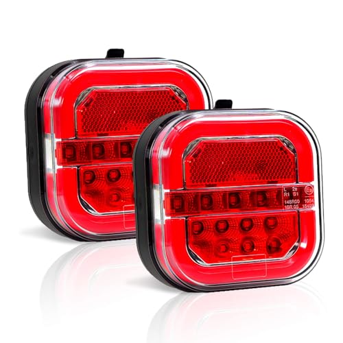 NeaLia CD28 Magnetic Wireless Trailer Lights, Rechargeable Tow Light Kit | IP67 Waterproof, Brake/Turn/Running Signal for Truck, RV, Camper, Boat, Caravan - color: Red