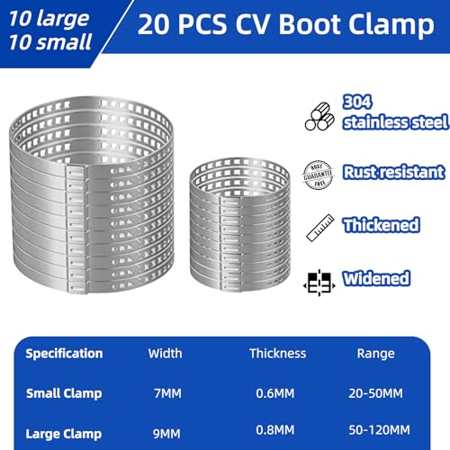 CV Boot Clamp Tool Kit for CV Axle Dust Boot Installation | Toyota CV Boot Pliers with 20PCS 304 Stainless Steel CV Boot Clamp ,OEM 09521-24010