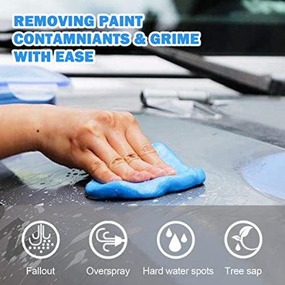 Car Clay Bar 4 Pack 400g, Premium Grade Clay Bars Auto Detailing Magic Clay Bar Kit with Towel Clay Bar Cleaner with Washing and Adsorption Capacity for Car Wash Car Detailing Clean,RV,Glass Cleaning
