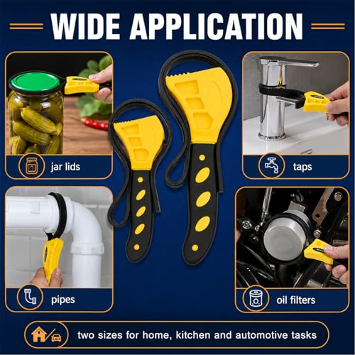 2 Pcs Adjustable Rubber Strap Wrench,Oil Filter Wrench And Jar Opener | 6" & 8" Multi-Purpose Grip Tool For Jar, Filter,Light Diy Tasks & Pipe Tasks