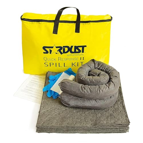 Stardust Spill Products D715 Quick Response II Spill Kit Includes Yellow Duffle, 15 Universal Sorbent Pads, 2 Universal Sorbent Socks 3"x4', 4 Disposal Bags, Nitrile Gloves - size: Single Pack