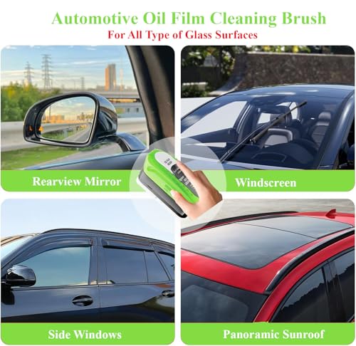 2026 Upgrade Clear Vision Windshield Cleaner with Car Window Cleaner,Automotive Oil Film Cleaning Brush for Car Windows,Clear Vision Glass Cleaner Tool for All Glass Surfaces,Reusable & Streak-Free - color: 2packs