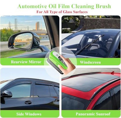 2026 Upgrade Clear Vision Windshield Cleaner with Car Window Cleaner,Automotive Oil Film Cleaning Brush for Car Windows,Clear Vision Glass Cleaner Tool for All Glass Surfaces,Reusable & Streak-Free - color: 2packs
