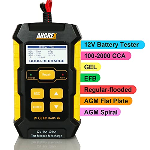 KW510 12V Car Battery Tester, 4Ah-100Ah Battery Load Tester Digital Display | Fully Automatic Smart Charger Automotive Pulse Repair Maintainer, Trickle Charger Battery Desulfator