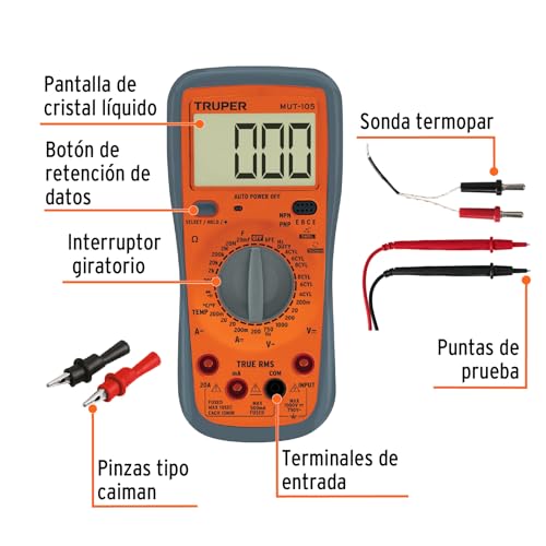 TRUPER MUT-105 Professional Digital Multimeter for automotive maintenance