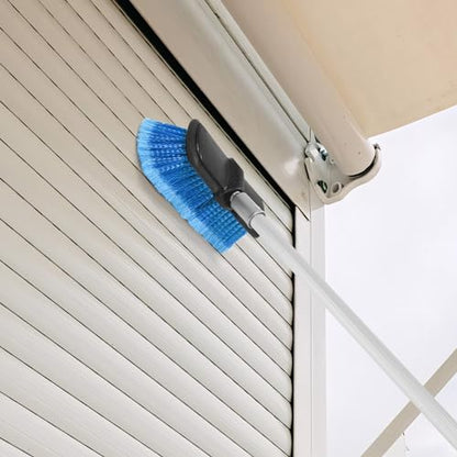 20 FT Exterior House Cleaning Brush Set with 5-12 Foot Telescoping Extension Pole, Soft Scrub Car Wash Brush, Medium Bristle Cleaning Brush and Window Squeegee & Washer - size: 12FT POLE