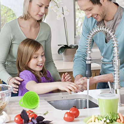 Funnels for Kitchen Use, Food Grade Silicone Collapsible Kitchen Funnel (Green) - color: 4-Green